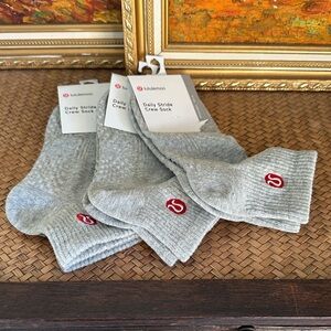 lululemon athletica Light Gray Crew Socks 3 pairs